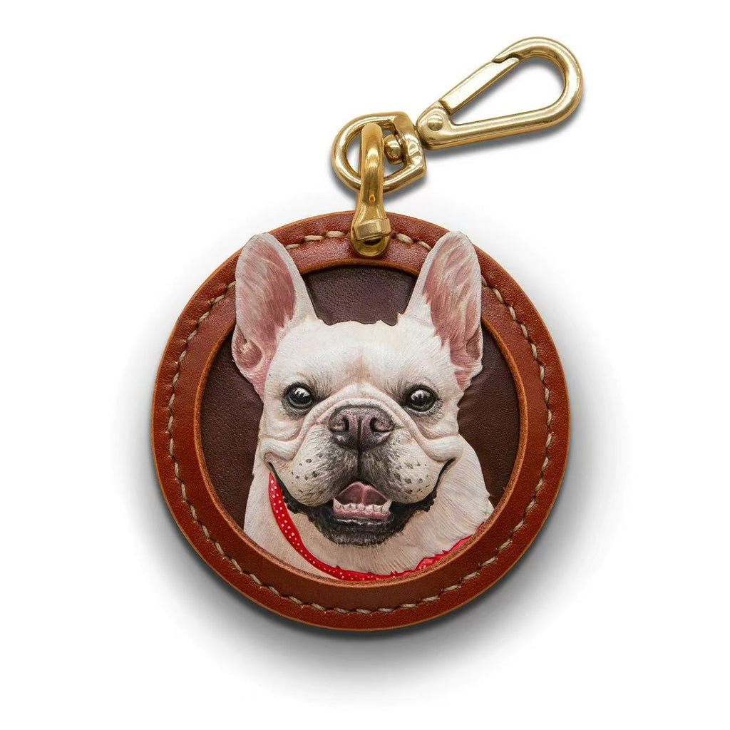 Custom Hand-Carved Leather Pet Portrait Charm - Bespoke 3D Art Keepsake